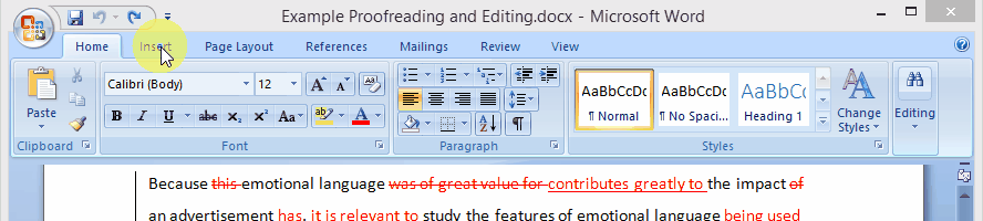 Click for full size Accept all changes Word 2007
