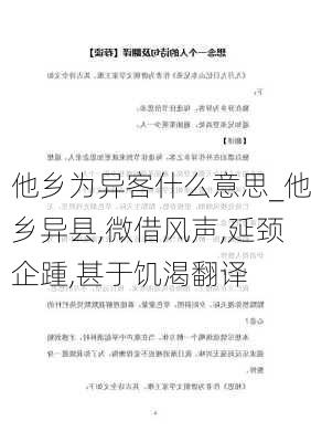 他乡为异客什么意思_他乡异县,微借风声,延颈企踵,甚于饥渴翻译