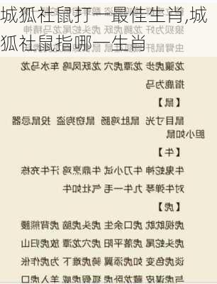 城狐社鼠打一最佳生肖,城狐社鼠指哪一生肖