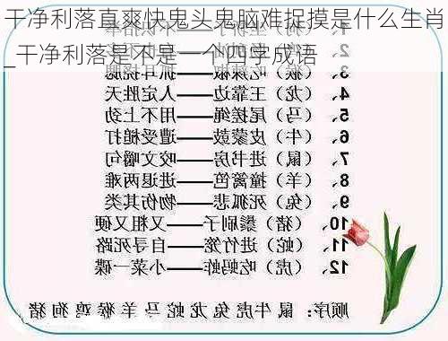 干净利落直爽快鬼头鬼脑难捉摸是什么生肖_干净利落是不是一个四字成语