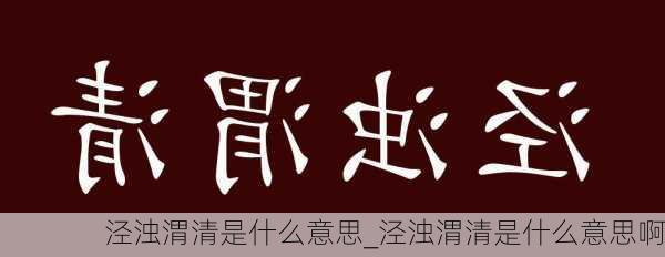 泾浊渭清是什么意思_泾浊渭清是什么意思啊