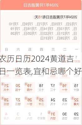 农历日历2024黄道吉日一览表,宜和忌哪个好