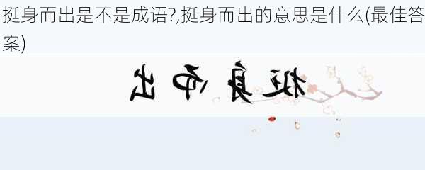 挺身而出是不是成语?,挺身而出的意思是什么(最佳答案)