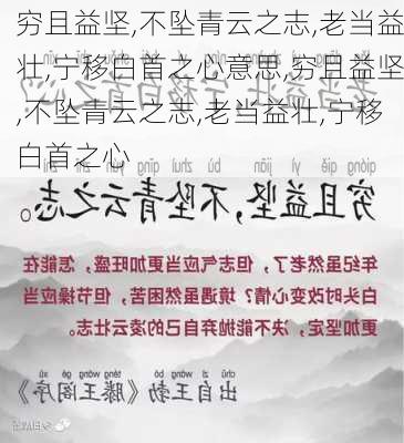 穷且益坚,不坠青云之志,老当益壮,宁移白首之心意思,穷且益坚,不坠青云之志,老当益壮,宁移白首之心