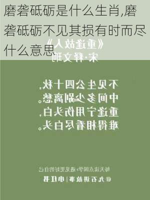 磨砻砥砺是什么生肖,磨砻砥砺不见其损有时而尽什么意思