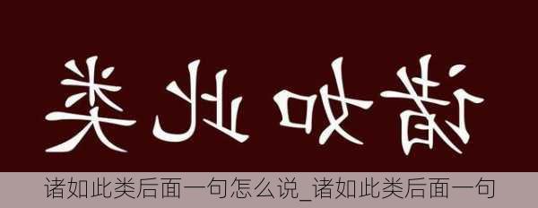 诸如此类后面一句怎么说_诸如此类后面一句