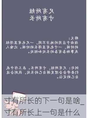 寸有所长的下一句是啥_寸有所长上一句是什么