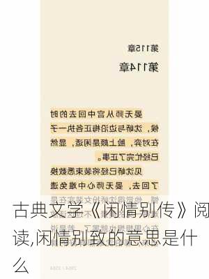 古典文学《闲情别传》阅读,闲情别致的意思是什么