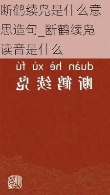 断鹤续凫是什么意思造句_断鹤续凫读音是什么