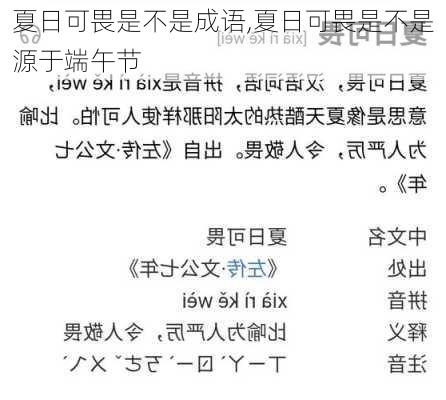 夏日可畏是不是成语,夏日可畏是不是源于端午节