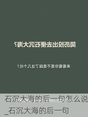 石沉大海的后一句怎么说_石沉大海的后一句