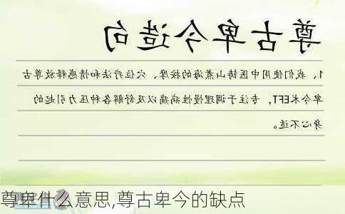 尊卑什么意思,尊古卑今的缺点