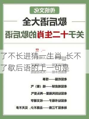 了不长进猜一生肖_长不了歇后语的上一句是