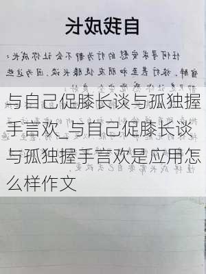 与自己促膝长谈与孤独握手言欢_与自己促膝长谈与孤独握手言欢是应用怎么样作文