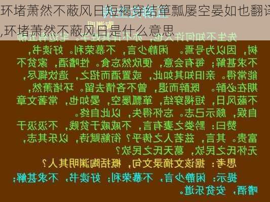 环堵萧然不蔽风日短褐穿结箪瓢屡空晏如也翻译,环堵萧然不蔽风日是什么意思