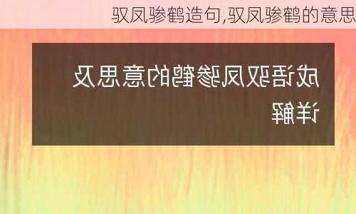 驭凤骖鹤造句,驭凤骖鹤的意思