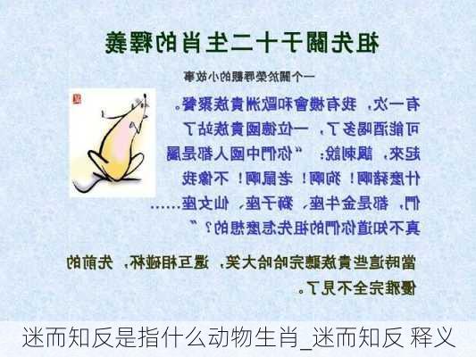 迷而知反是指什么动物生肖_迷而知反 释义