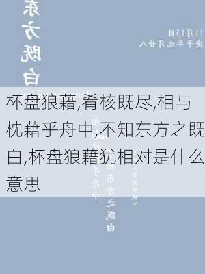 杯盘狼藉,肴核既尽,相与枕藉乎舟中,不知东方之既白,杯盘狼藉犹相对是什么意思