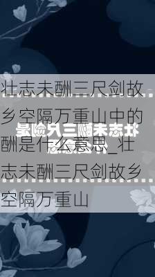 壮志未酬三尺剑故乡空隔万重山中的酬是什么意思_壮志未酬三尺剑故乡空隔万重山