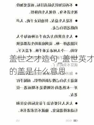 盖世之才造句_盖世英才的盖是什么意思