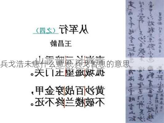 兵戈浩未息什么意思,兵戈暂息的意思