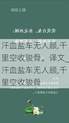 汗血盐车无人顾,千里空收骏骨。译文_汗血盐车无人顾,千里空收骏骨