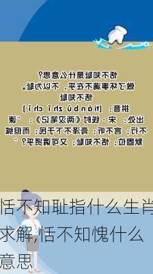 恬不知耻指什么生肖求解,恬不知愧什么意思