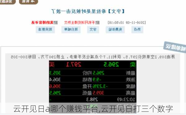 云开见日a哪个赚钱平台,云开见日打三个数字