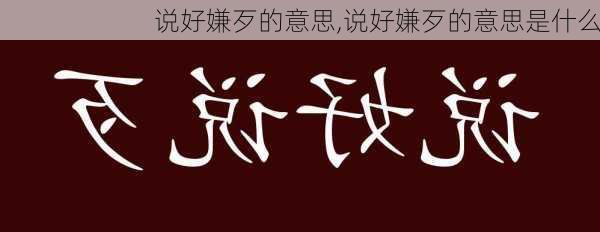 说好嫌歹的意思,说好嫌歹的意思是什么