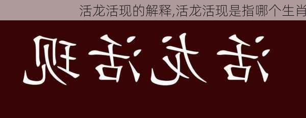 活龙活现的解释,活龙活现是指哪个生肖