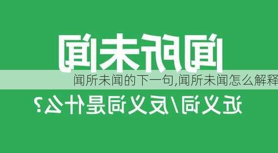 闻所未闻的下一句,闻所未闻怎么解释