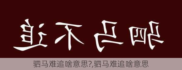 驷马难追啥意思?,驷马难追啥意思