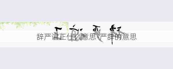 辞严谊正什么意思-严辞的意思